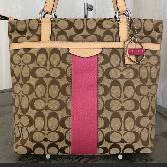 COACH Signature Stripe 12CM Tote (F28504) - Picture 3 of 12